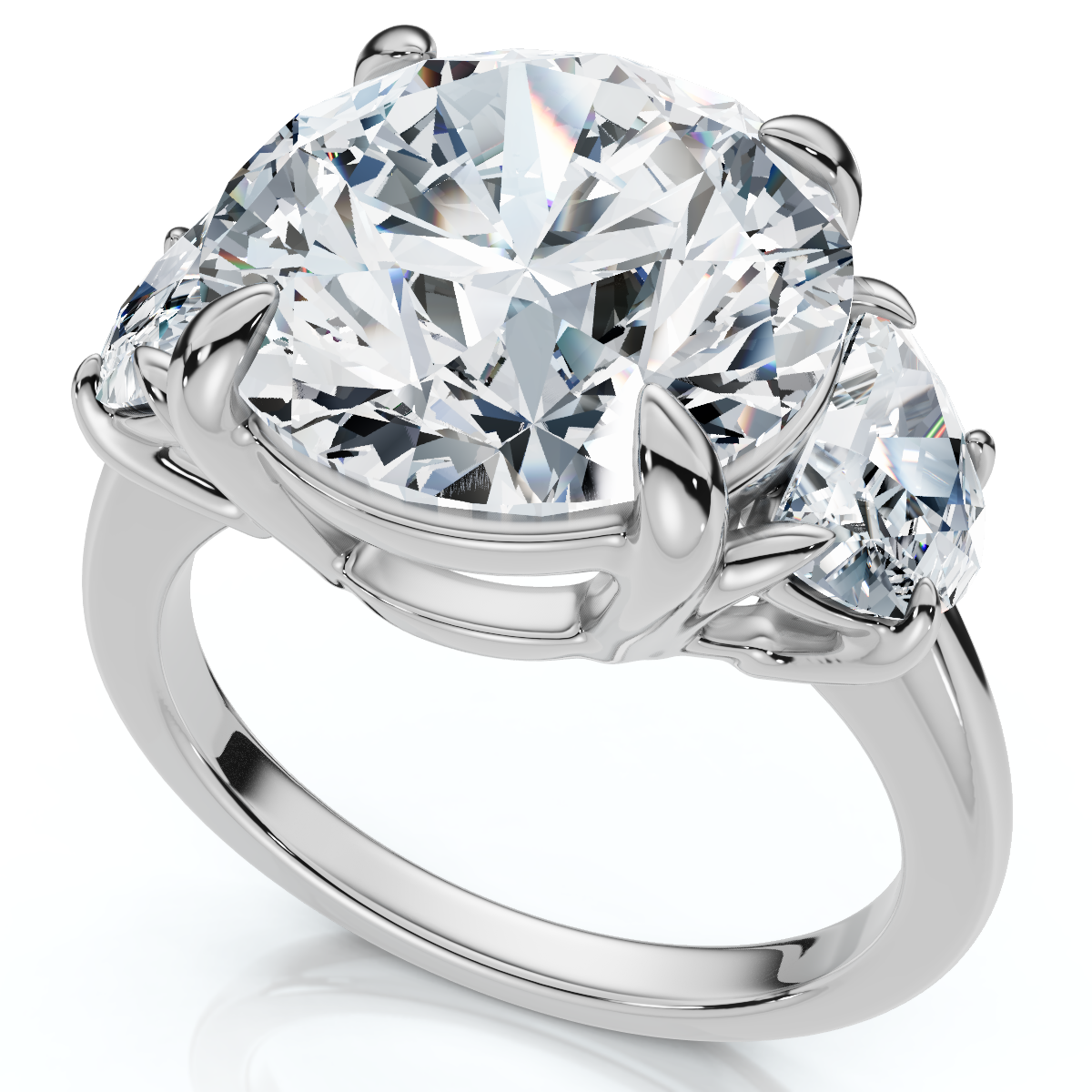 Certified 7Ct Diamond & Halfmoon Engagement Ring Lab Grown (F-G, VS)
