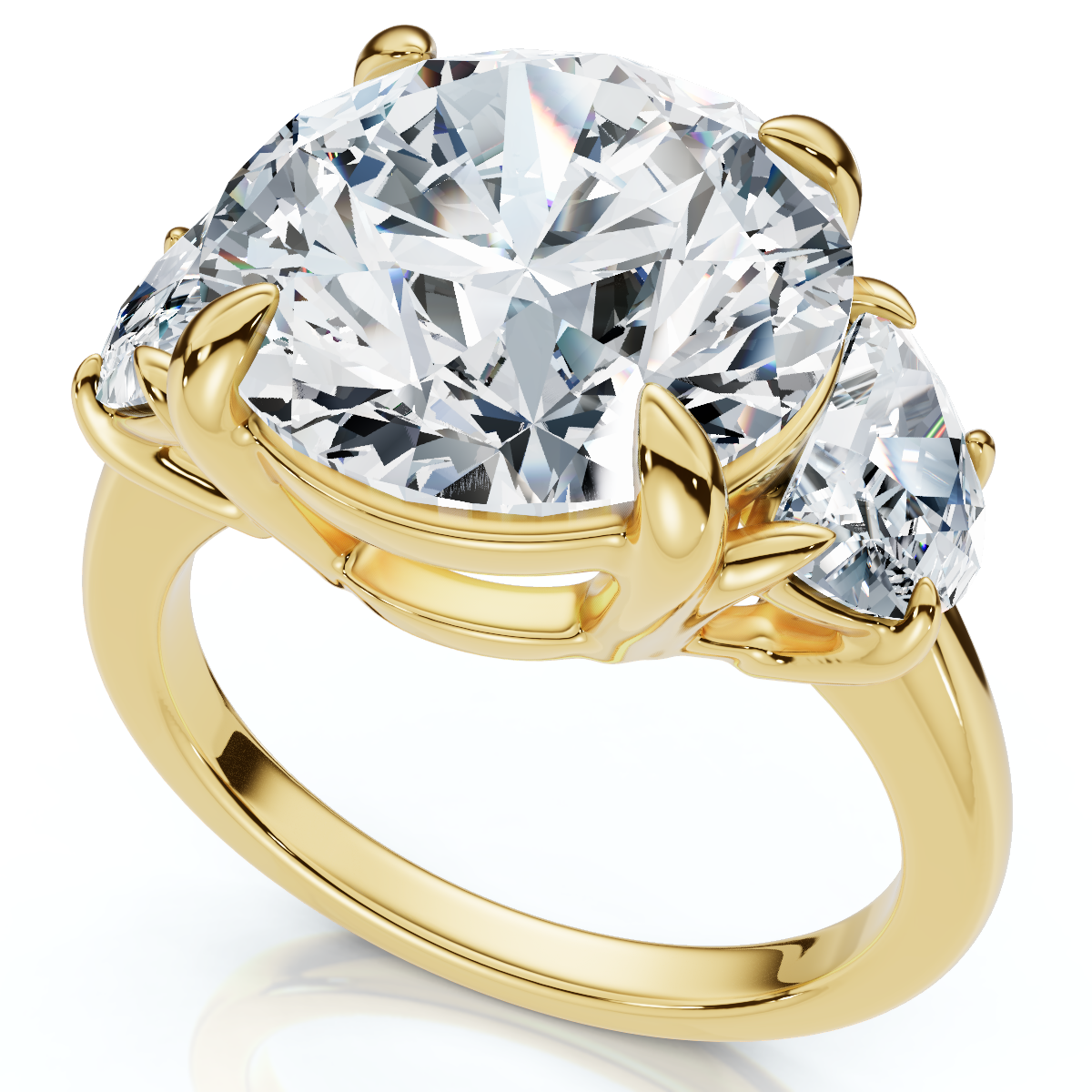 Certified 7Ct Diamond & Halfmoon Engagement Ring Lab Grown (F-G, VS)