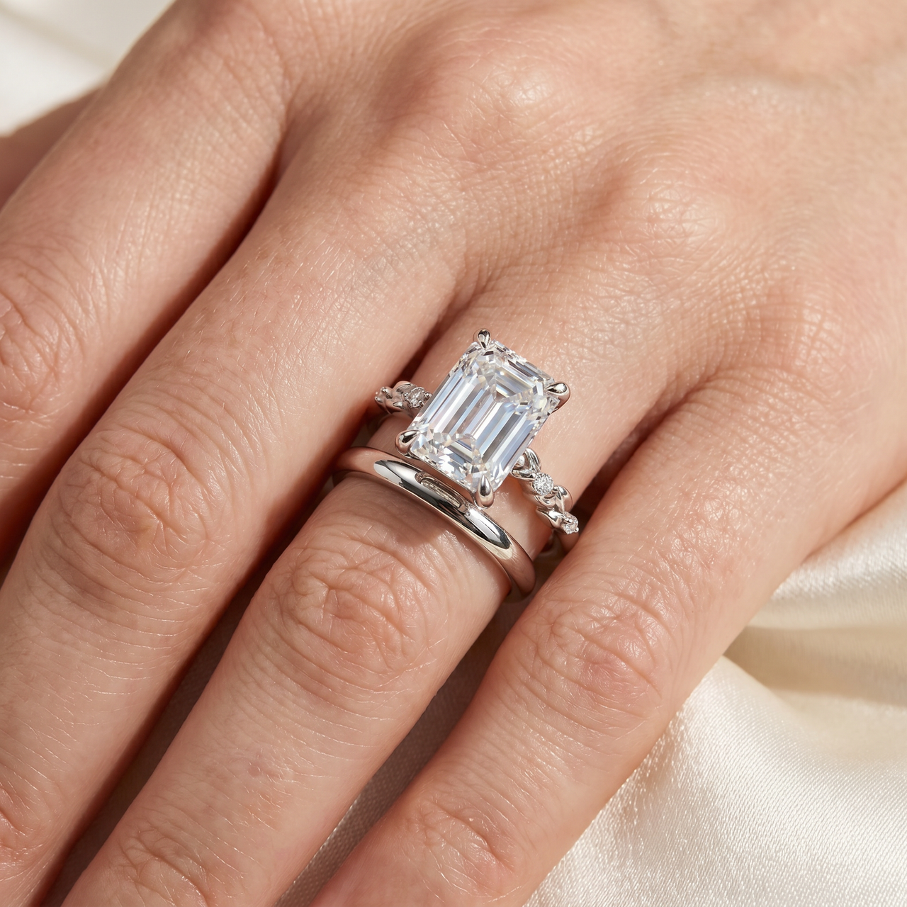 Certified 4.05Ct Emerald Cut Diamond Engagement Ring 14k White Gold Lab Grown (F-G, VS)