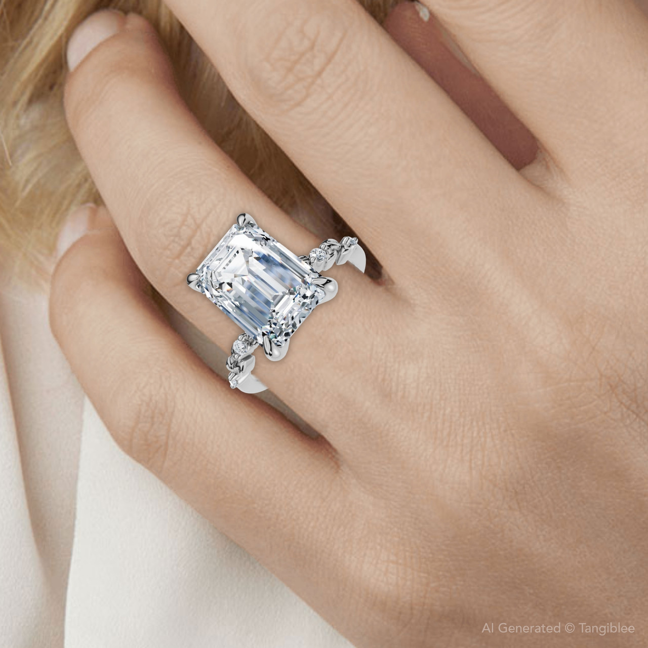 Certified 4.05Ct Emerald Cut Diamond Engagement Ring 14k White Gold Lab Grown (F-G, VS) Certified 4.05Ct Emerald Cut Diamond Engagement Ring 14k White Gold Lab Grown (F-G, VS)