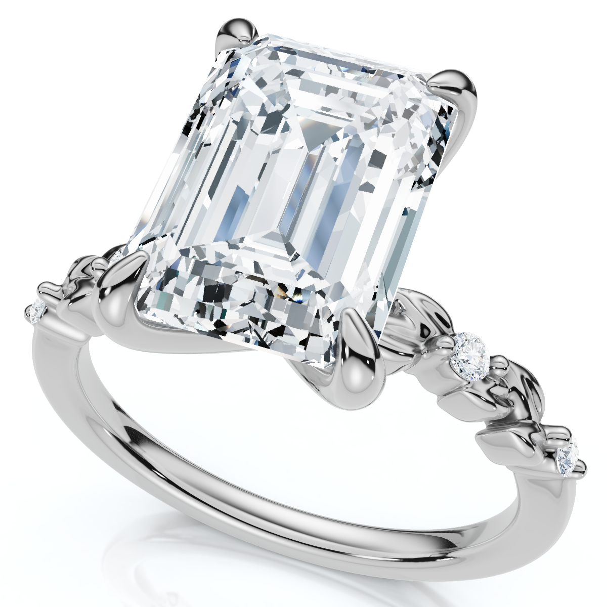 Certified 4.05Ct Emerald Cut Diamond Engagement Ring 14k White Gold Lab Grown (F-G, VS)