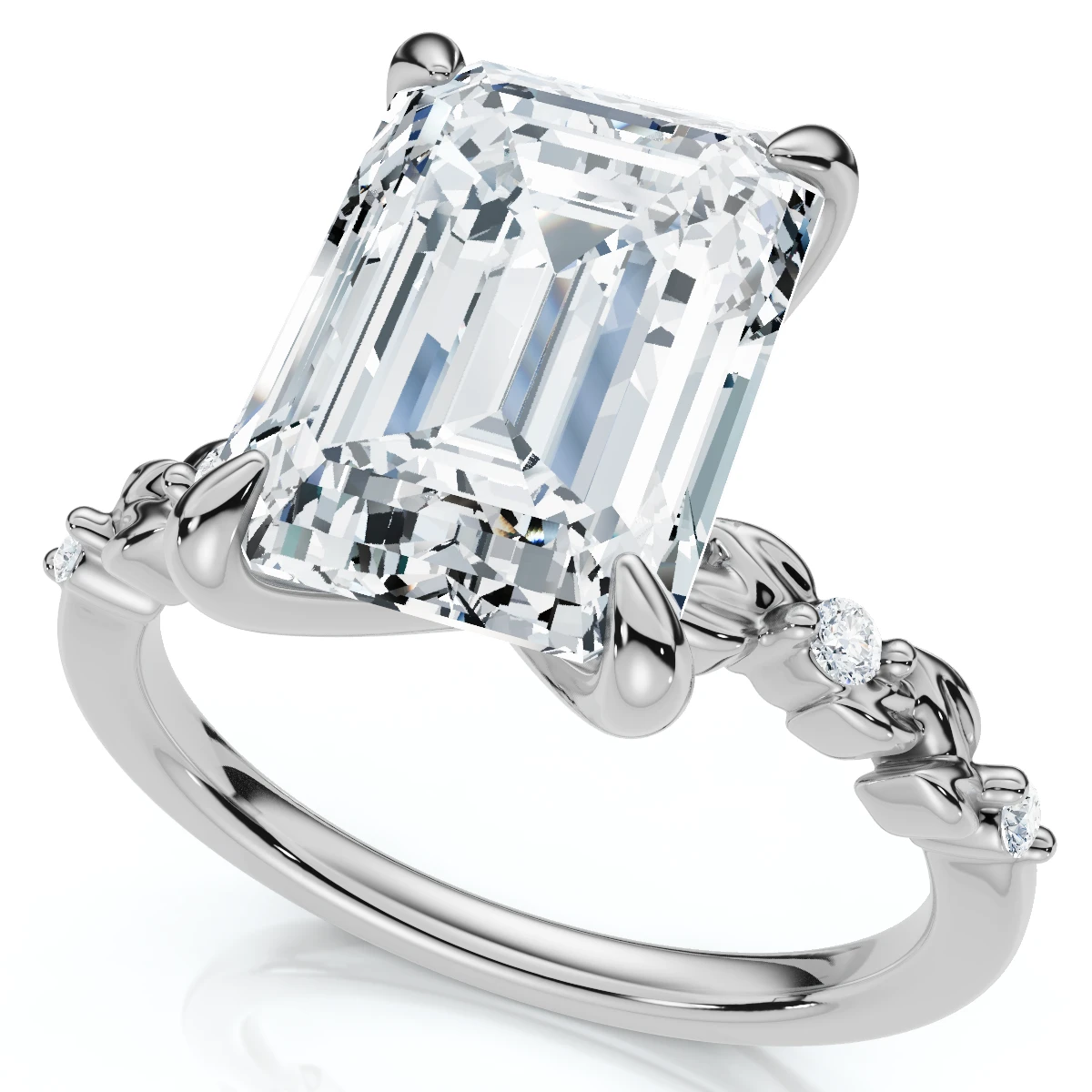 Certified 4.05Ct Emerald Cut Diamond Engagement Ring 14k White Gold Lab Grown (F-G, VS)