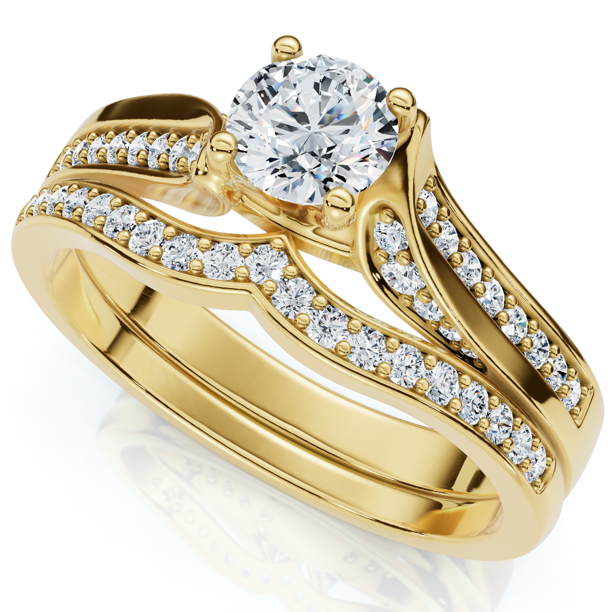 1Ct Engagement Wedding Ring Set 14k Gold or Platinum Lab Grown (E-F, VS)