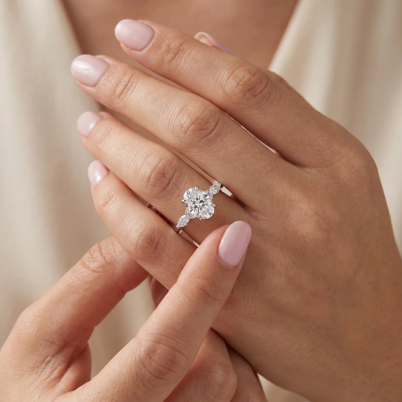 1 3/4Ct Oval Diamond Nadia Engagement Ring 14k Gold or Platinum Lab Grown (E-F, VS)