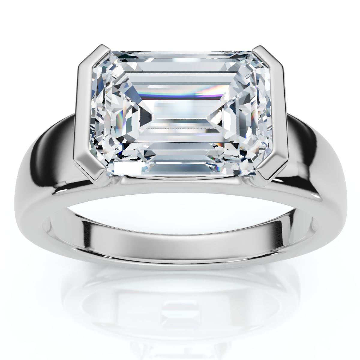 Certified 3Ct East West Emerald Diamond Engagement Ring 14k Gold or Pt Lab Grown (F-G, VS)