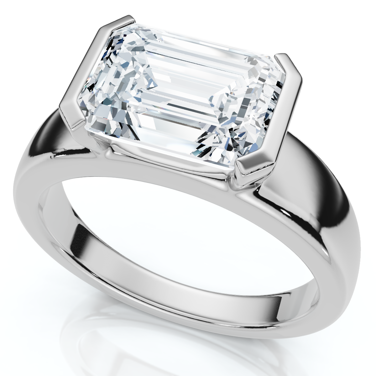 Certified 3Ct East West Emerald Diamond Engagement Ring 14k Gold or Pt Lab Grown (F-G, VS)
