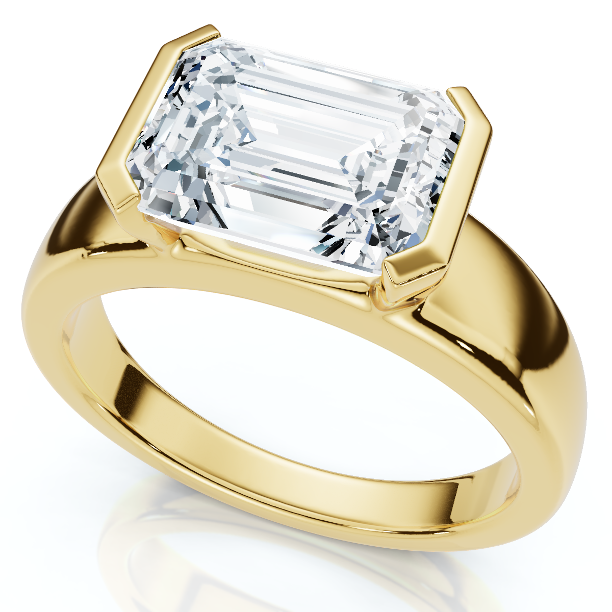 Certified 3Ct East West Emerald Diamond Engagement Ring 14k Gold or Pt Lab Grown (F-G, VS)
