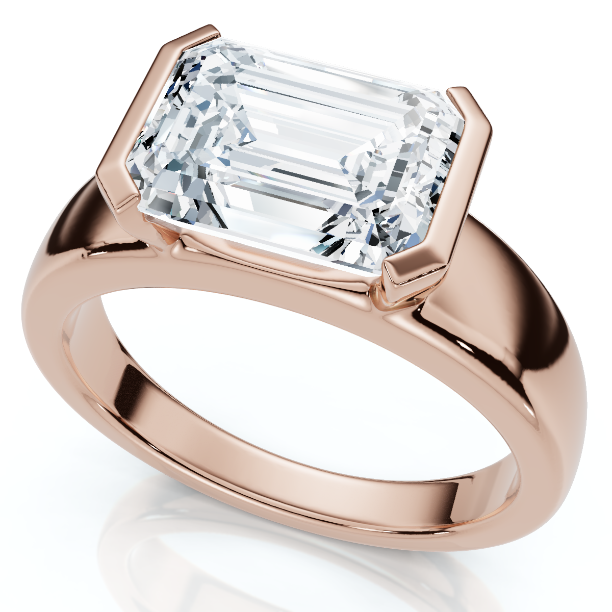 Certified 3Ct East West Emerald Diamond Engagement Ring 14k Gold or Pt Lab Grown (F-G, VS)