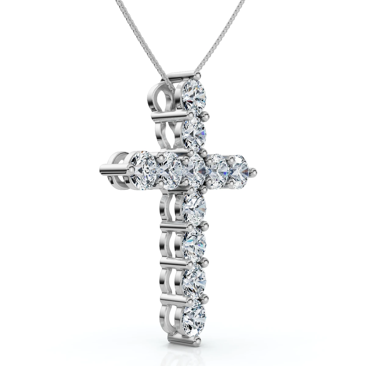 2Ct TW Diamond Cross Women's Necklace 14k Gold Lab Grown 1" Tall (G-H, VS)