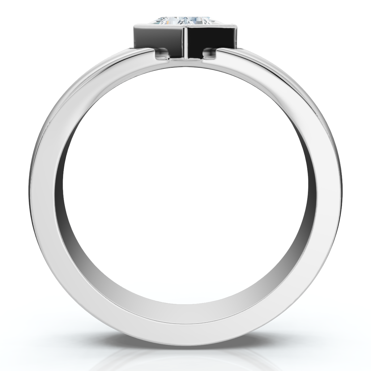 Men's 3/8Ct Princess Cut Diamond Bezel Polished Wedding Ring 14k Gold Lab Grown (F-G, VS)