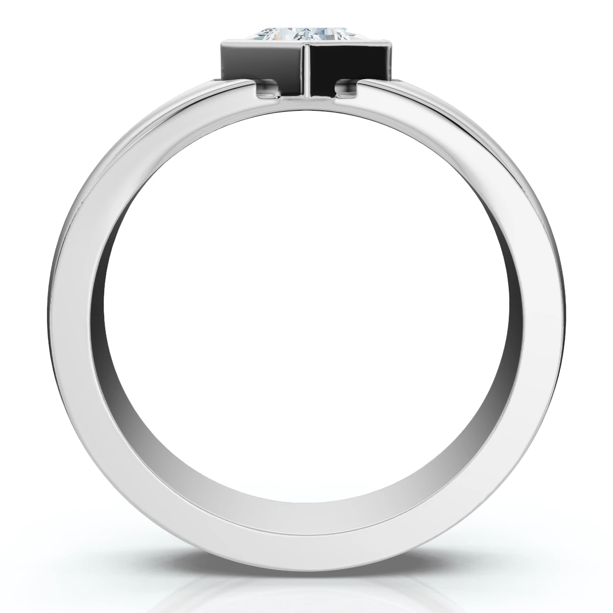 Men's 3/8Ct Princess Cut Diamond Bezel Polished Wedding Ring 14k Gold Lab Grown (F-G, VS)