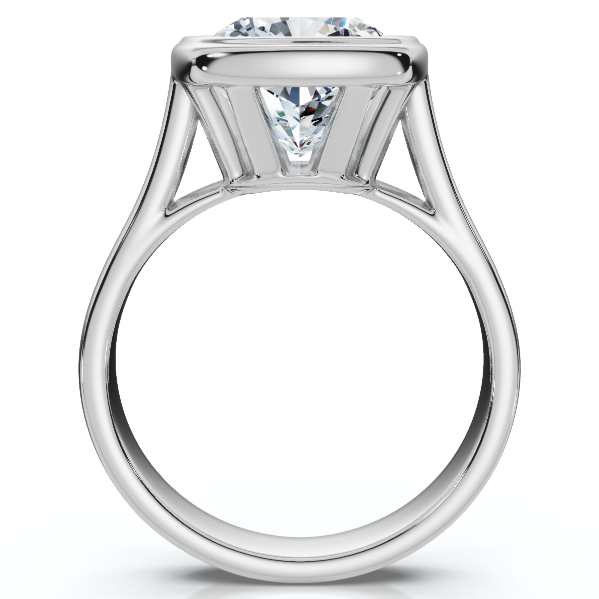 Ceritifed 4Ct Eloise Cushion Cut Bezel Set Diamond Engagement Ring 14k Gold Lab (E-F, VS)