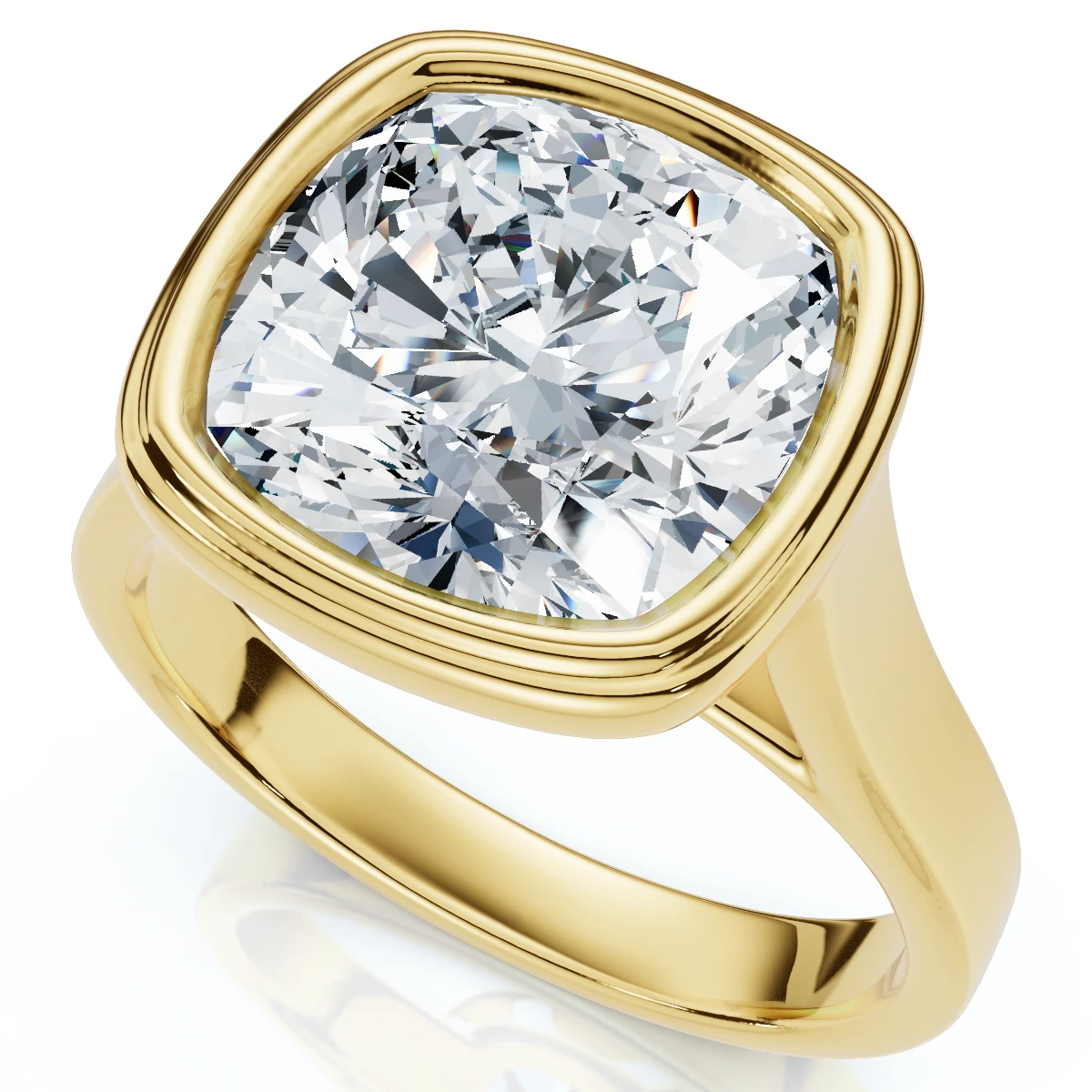Ceritifed 4Ct Eloise Cushion Cut Bezel Set Diamond Engagement Ring 14k Gold Lab (E-F, VS)