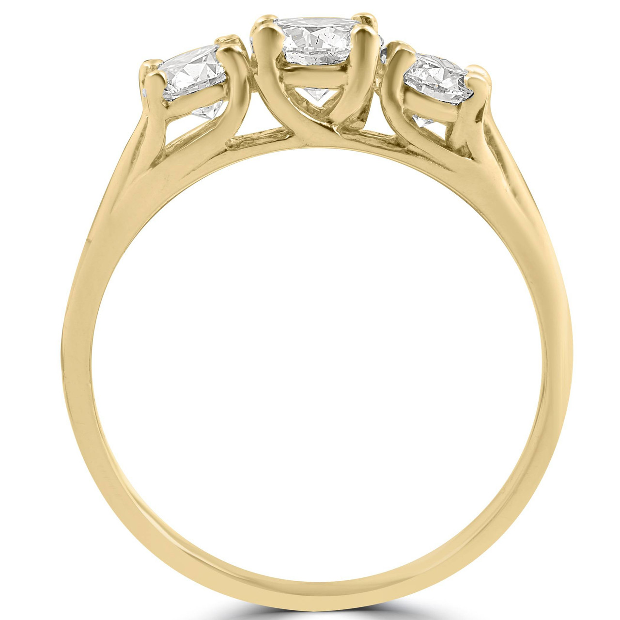 1ct 3-Stone Diamond Engagement Ring 14K Yellow Gold (G-H, VS)
