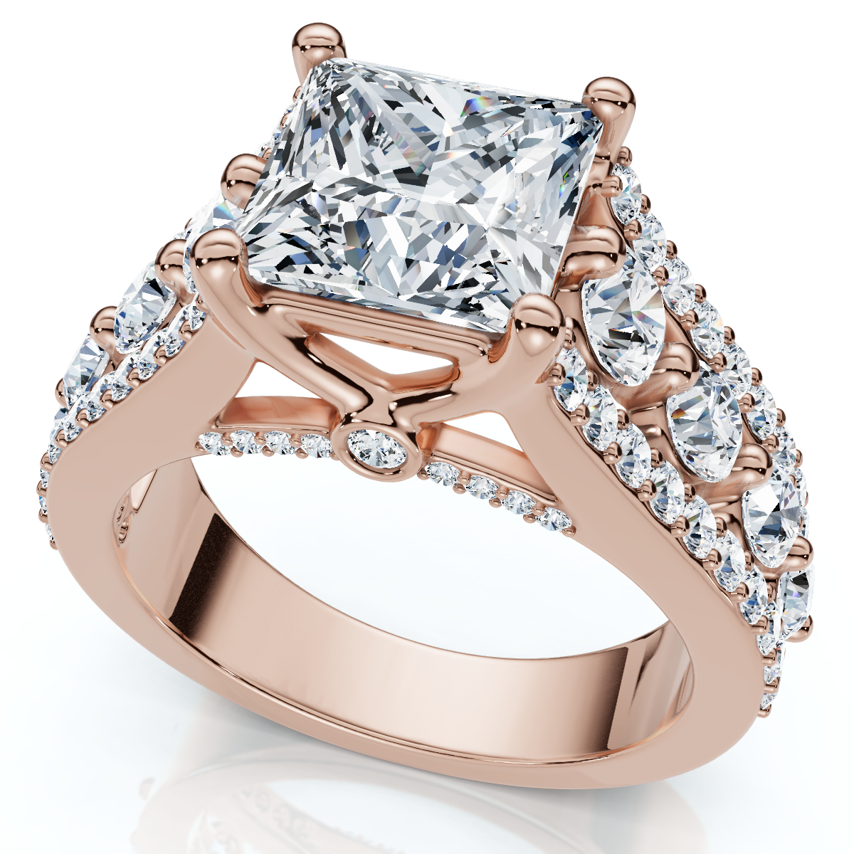 Certified 3.80Ct Princess Cut Diamond Engagement Ring 14k Gold Lab Grown (E-F, VS)