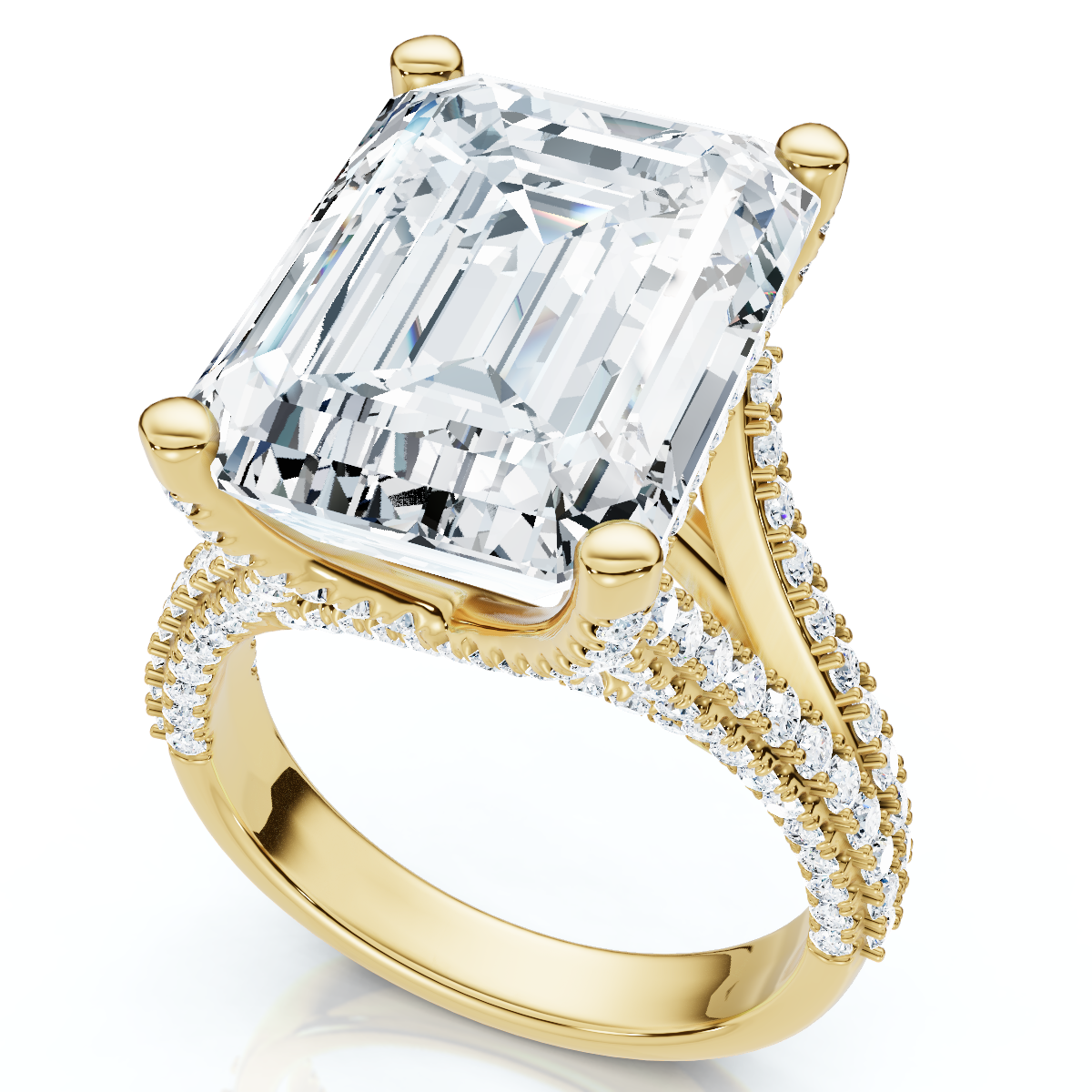 Certified 9.80Ct Aspen Emerald Cut Diamond Engagement Ring 14k Gold Lab Grown (G-H, VS)