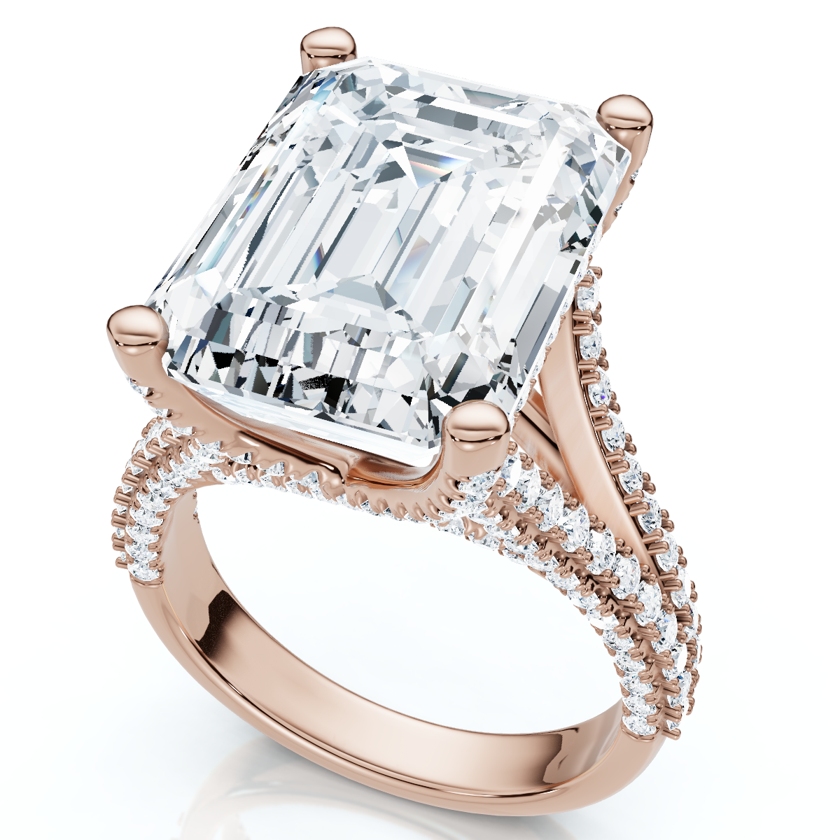 Certified 9.80Ct Aspen Emerald Cut Diamond Engagement Ring 14k Gold Lab Grown (G-H, VS)