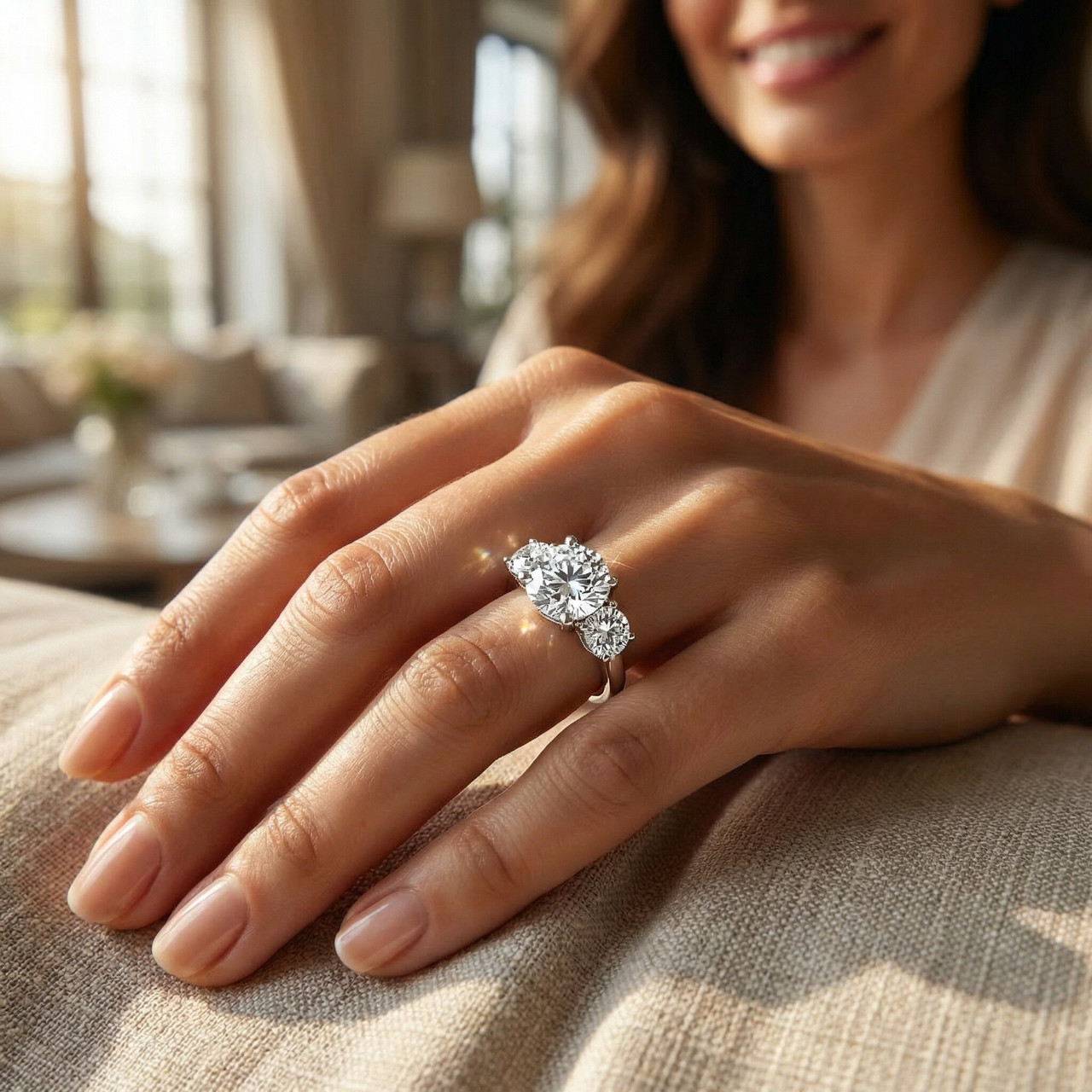 Certified 3 1/2Ct Diamond Engagement Ring Lab Grown (F-G, VS)