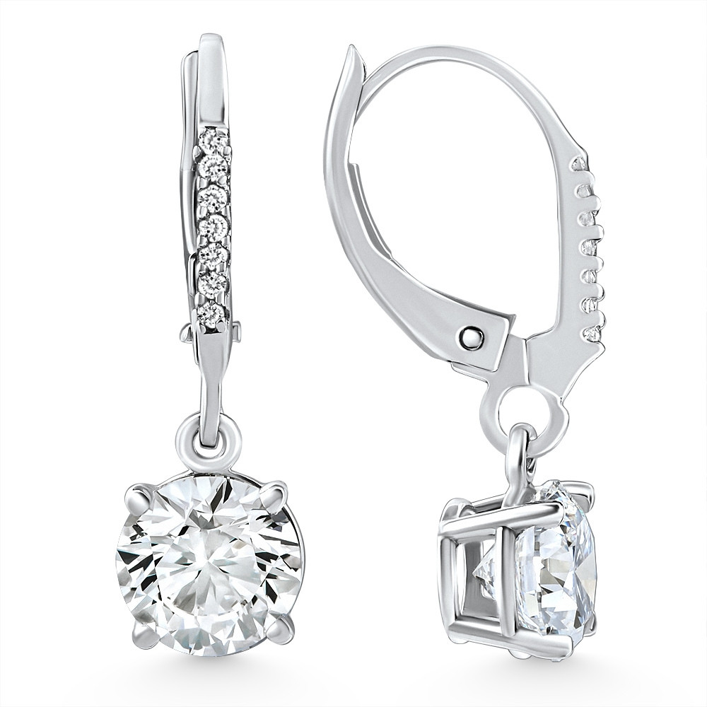 2.07Ct TW Diamond Dangle Lever Back Hoops 10k White Gold Lab Grown (G-H, VS)