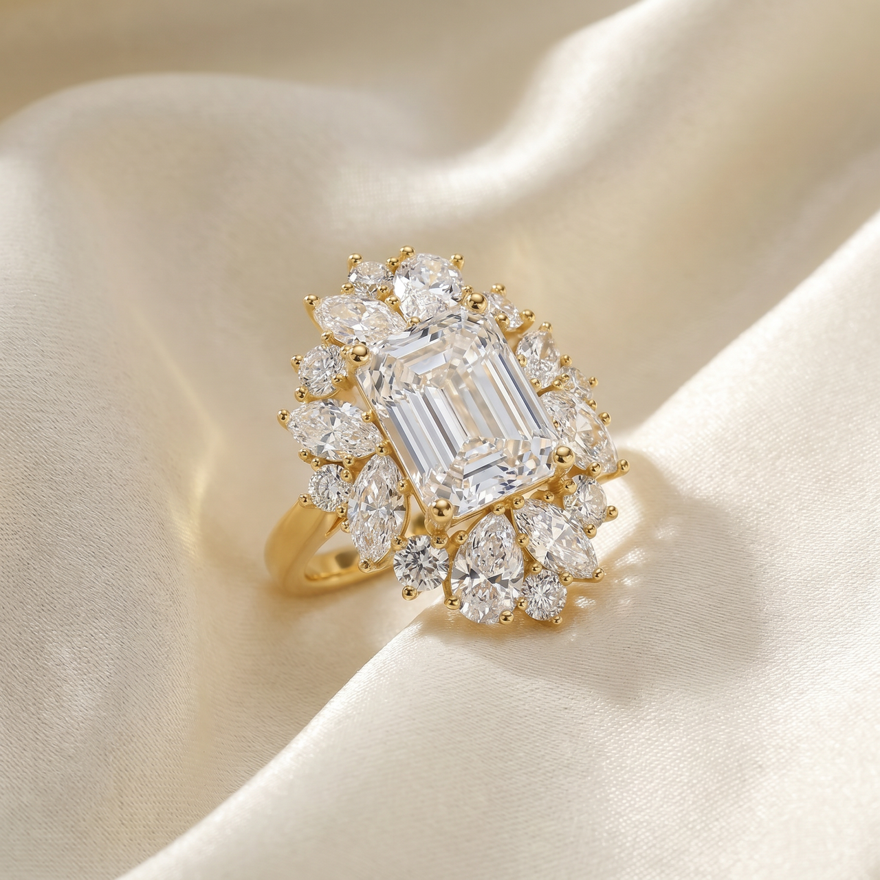 Certified 7Ct High Jewelry Diamond Ring 14k Gold Lab Grown (F-G, VS)