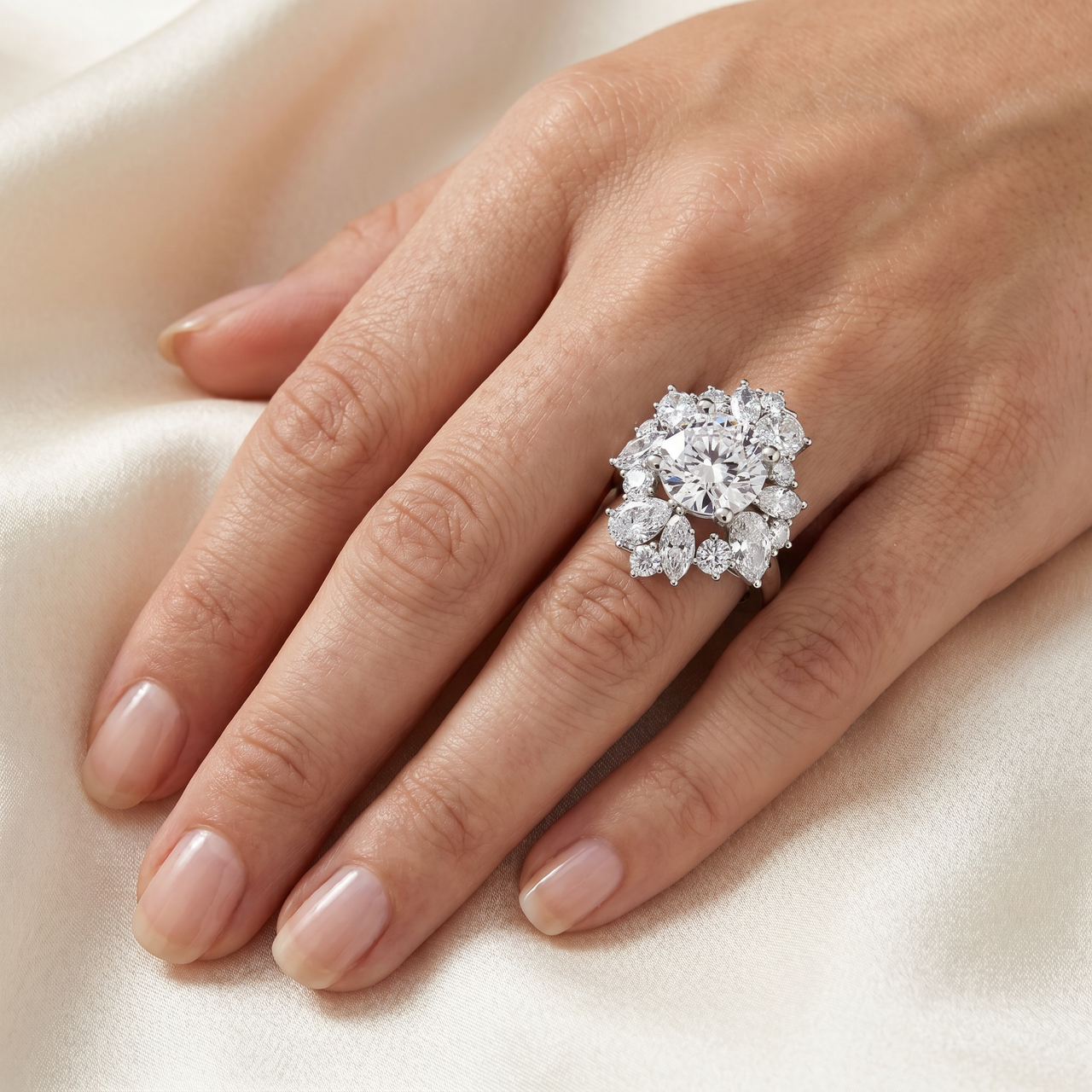 Certified 6.50Ct High Jewelry Diamond Ring 14k Gold Lab Grown (E-F, VS)