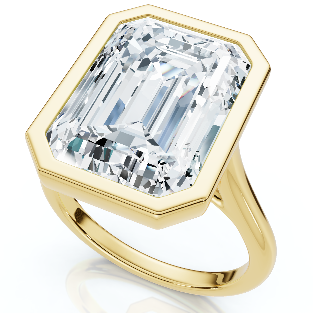 Certified 10 Ct Emerald Cut Bezel Diamond Engagement Ring 14k or Pt Lab Grown (F-G, VS)