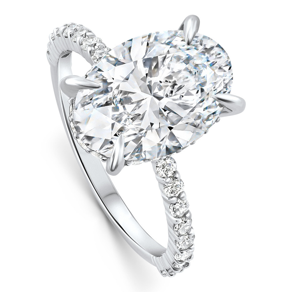 Certified 4.55Ct Oval Diamond Side Halo Engagement Ring 14k White Gold Lab Grown (E-F, VS)