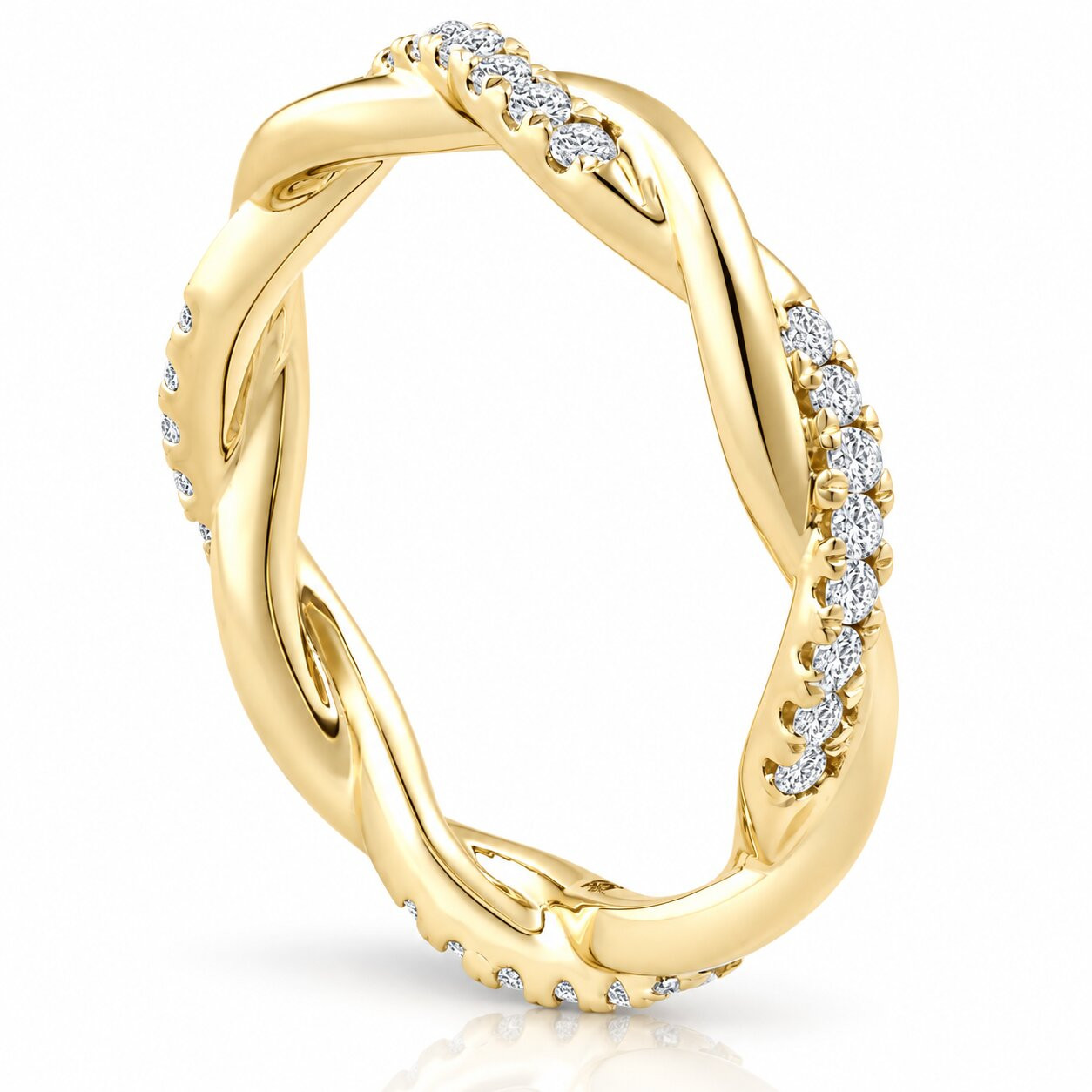 1/3 Ct Diamond Eternity Petite Twist Vine Eternity Ring 10k Yellow Gold (G-H, I1)
