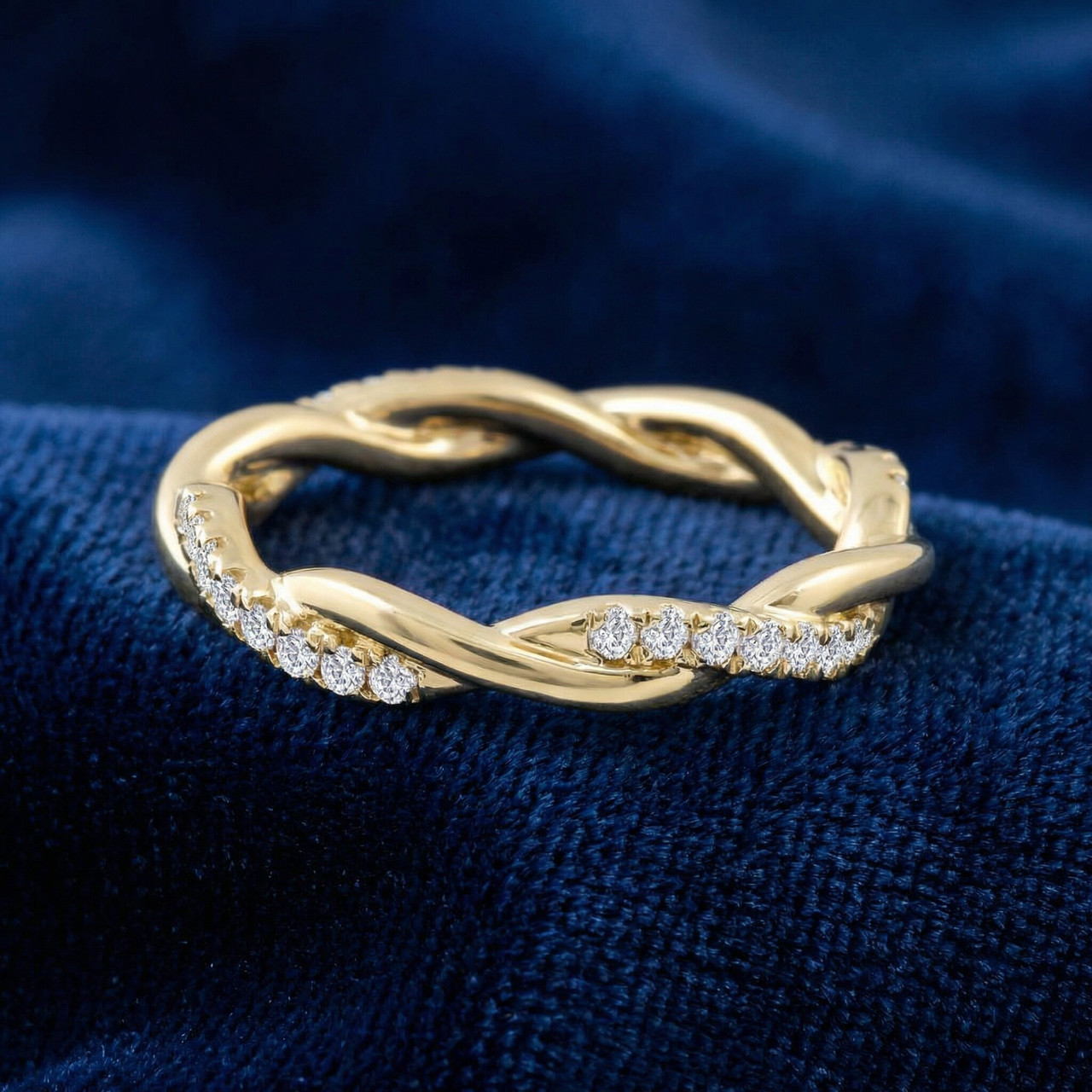 1/3 Ct Diamond Eternity Petite Twist Vine Eternity Ring 10k Yellow Gold (G-H, I1)