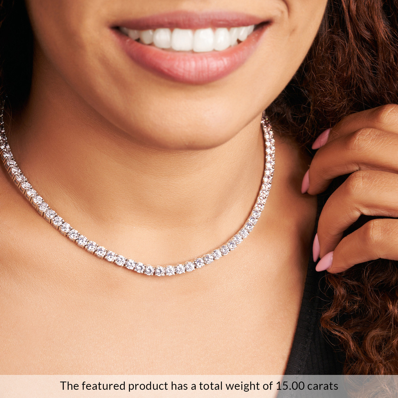 5 - 20Ct Platinum Diamond Tennis Necklace 18" Lab Grown (E-F, VS)