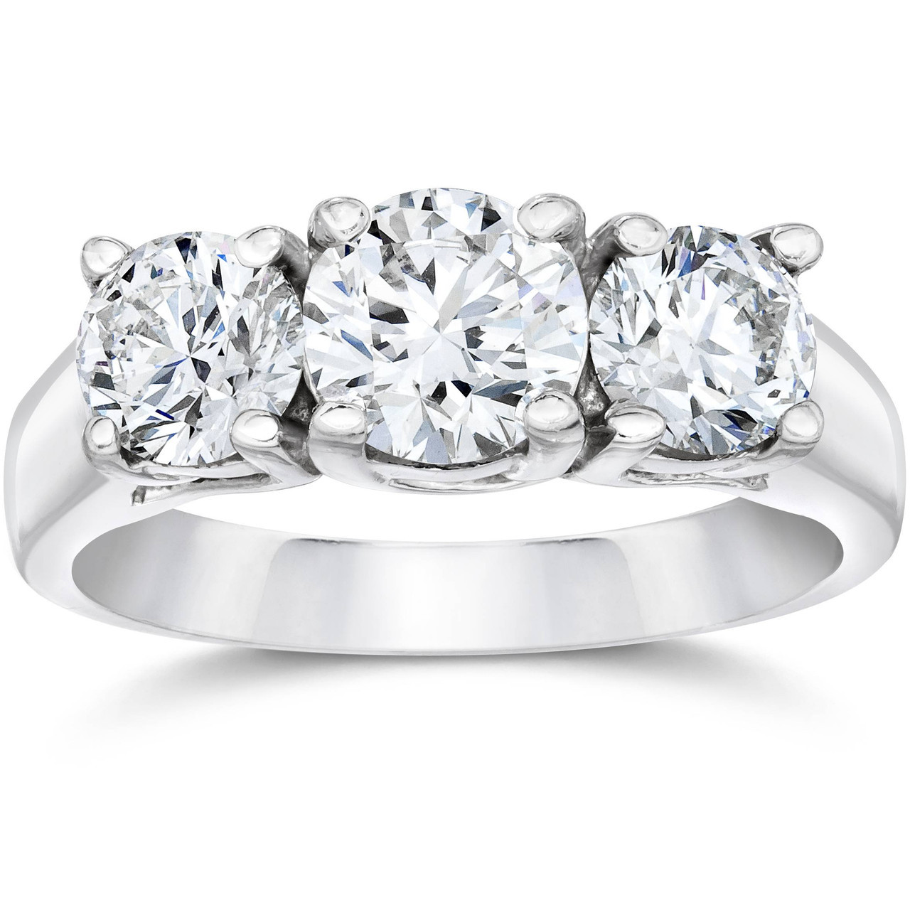 2ct Three Stone Lab Grown Diamond Engagement Ring 14K White Gold (H-I, VS)