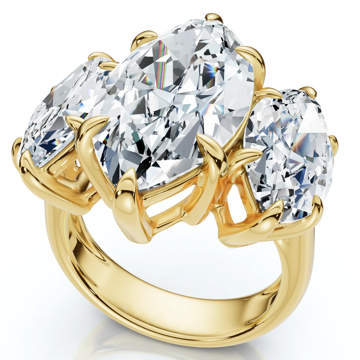 Certified 10Ct Marquise Diamond Engagement Ring 3-Stone 14k Gold or Pt Lab Grown (F-G, VS)