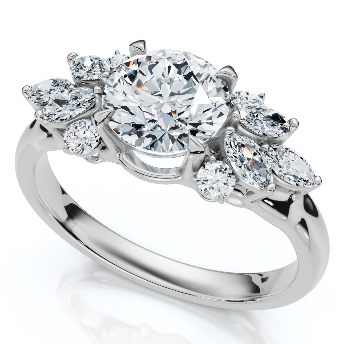 Certified 1 1/4ct Feather Diamond Accent Ring 14k Gold or Platinum Lab Grown (E-F, VS)