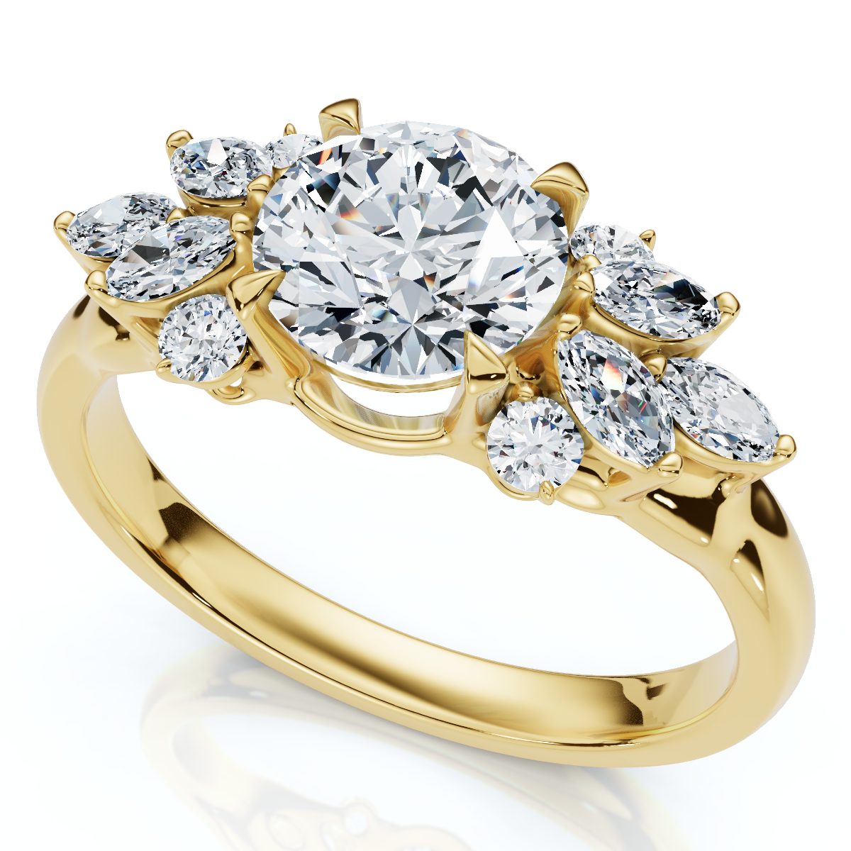 Certified 1 1/4ct Feather Diamond Accent Ring 14k Gold or Platinum Lab Grown (E-F, VS)