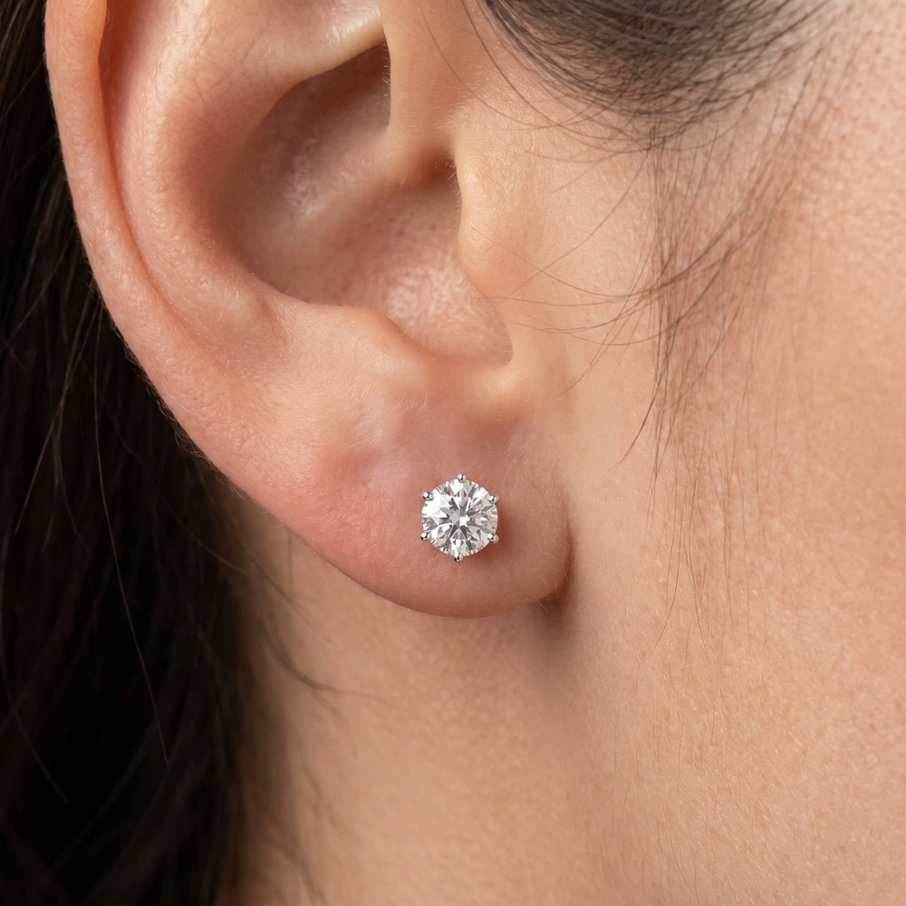 2Ct tw Sylvie Round Thin & Delicate Diamond Studs 14k Gold Lab Grown (F-G, VS)