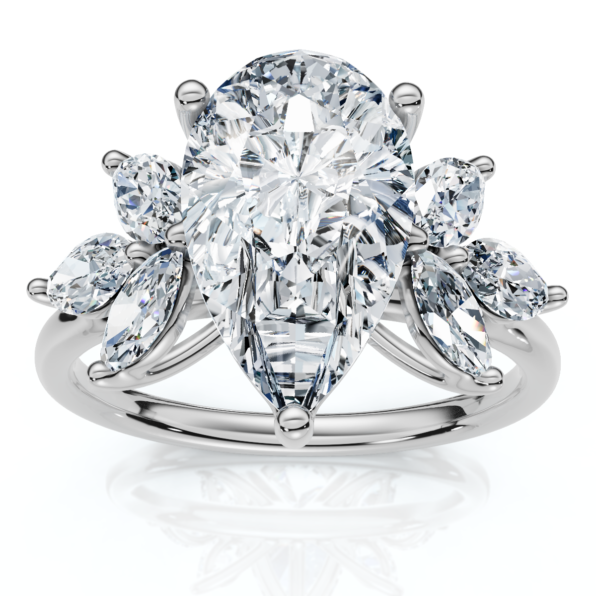 Certified 3.20Ct Rayuka Pear Diamond Engagement Ring 14k Gold or Pt Lab Grown (E-F, VS)