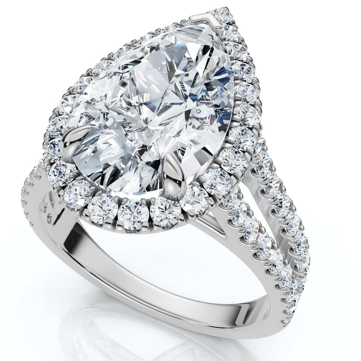 Certified 3 3/4Ct Pear Shape Diamond Engagement Ring 14k Gold or Pt Lab Grown (F-G, VS)