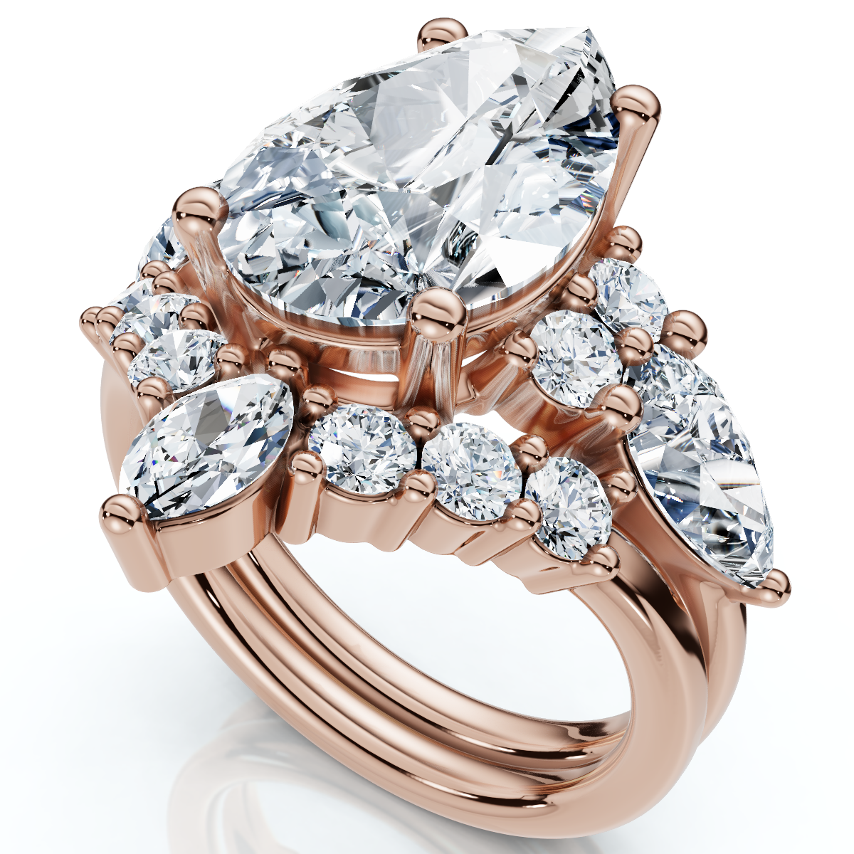 Certified 2.90Ct Pear Diamond Engagement Ring Set 14k Gold or Pt Lab Grown (F-G, VS)