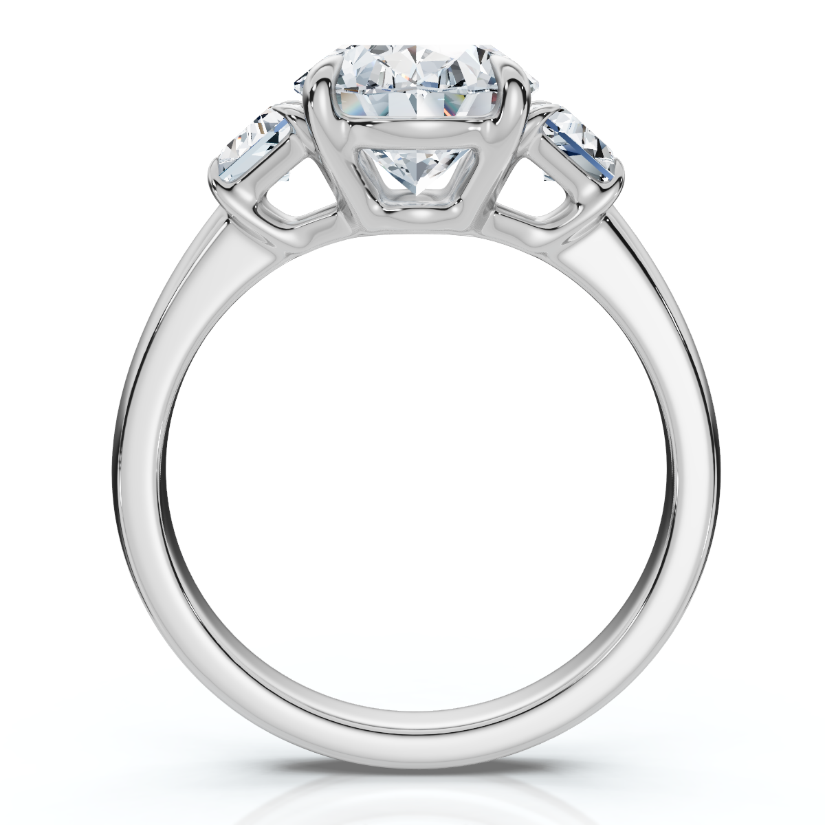 Certified 2.63Ct Oval & Trapezoid Diamond Engagement Ring Lab Grown (F-G, VS)