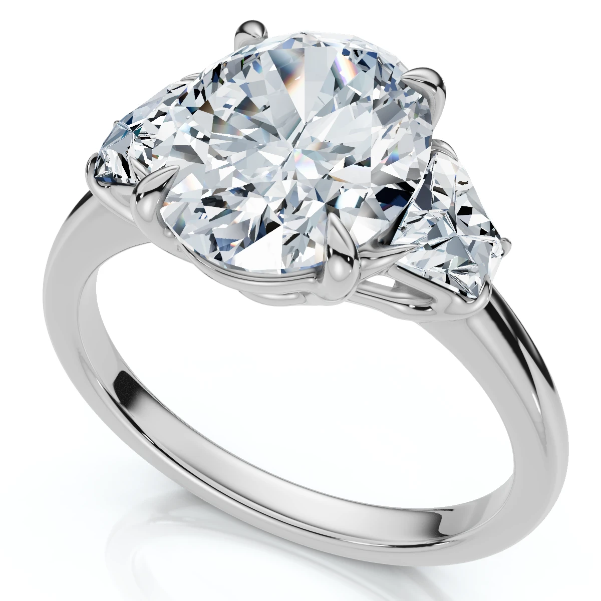 Certified 2.63Ct Oval & Trapezoid Diamond Engagement Ring Lab Grown (F-G, VS)