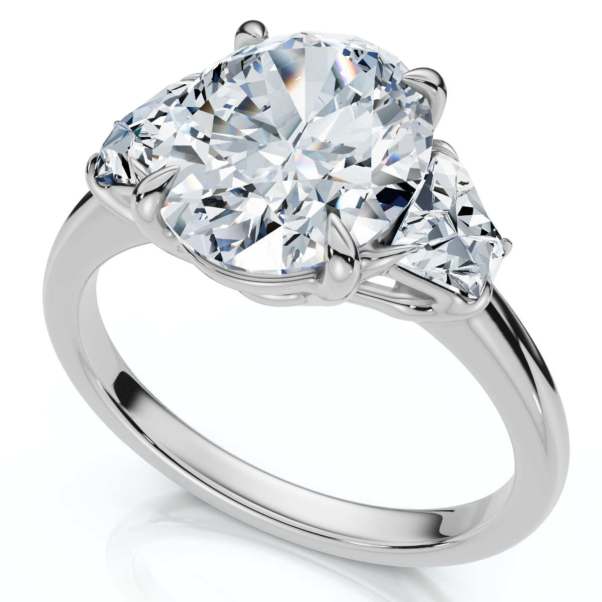 Certified 2.63Ct Oval & Trapezoid Diamond Engagement Ring Lab Grown (F-G, VS)