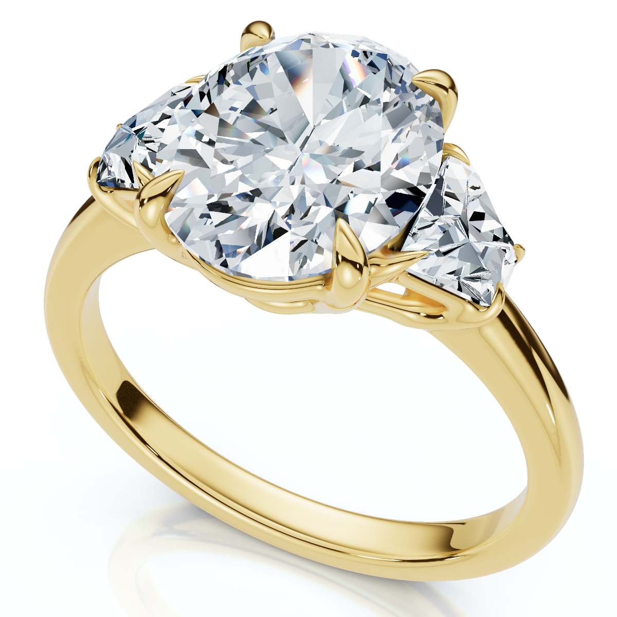 Certified 2.63Ct Oval & Trapezoid Diamond Engagement Ring Lab Grown (F-G, VS)