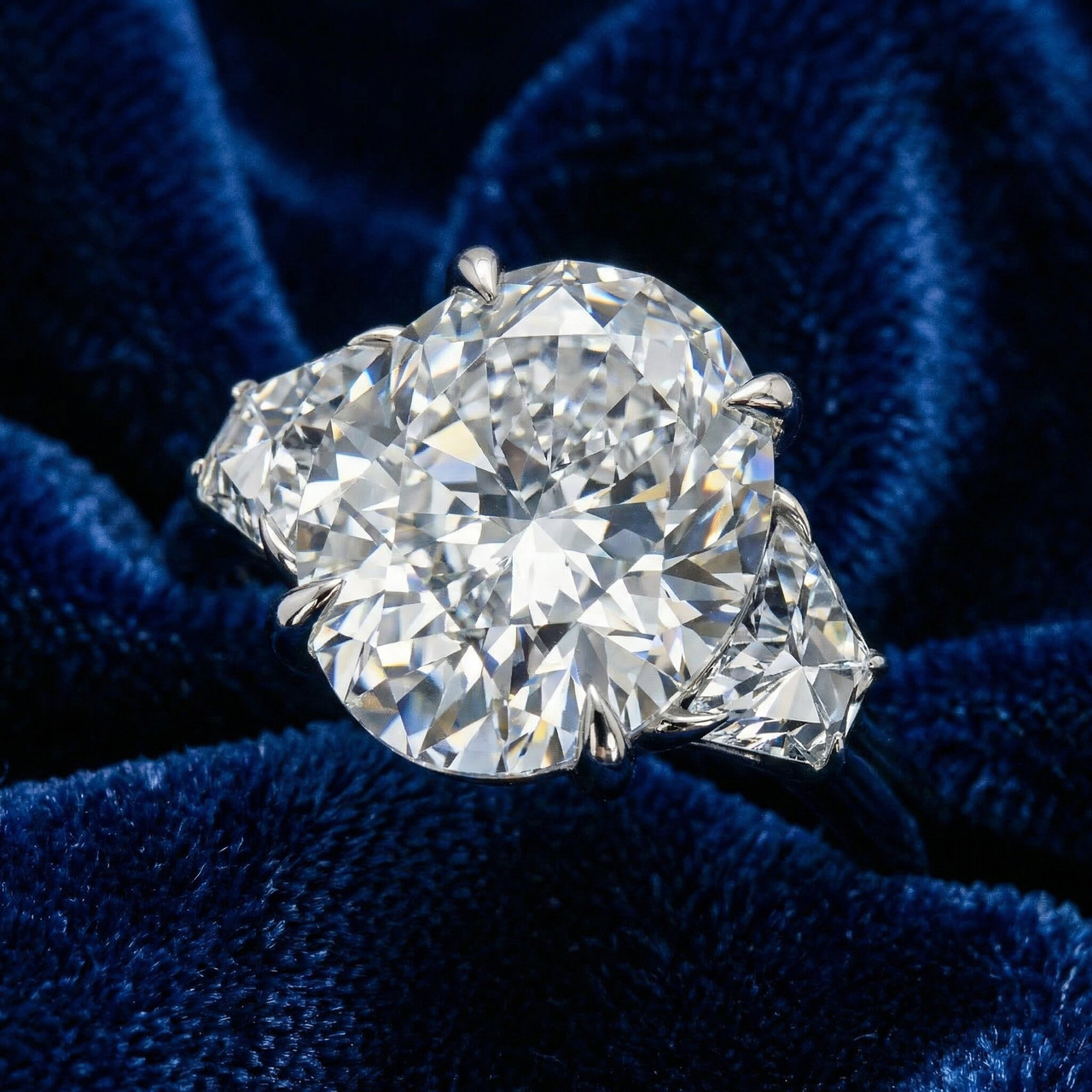 Certified 2.63Ct Oval & Trapezoid Diamond Engagement Ring Lab Grown (F-G, VS)