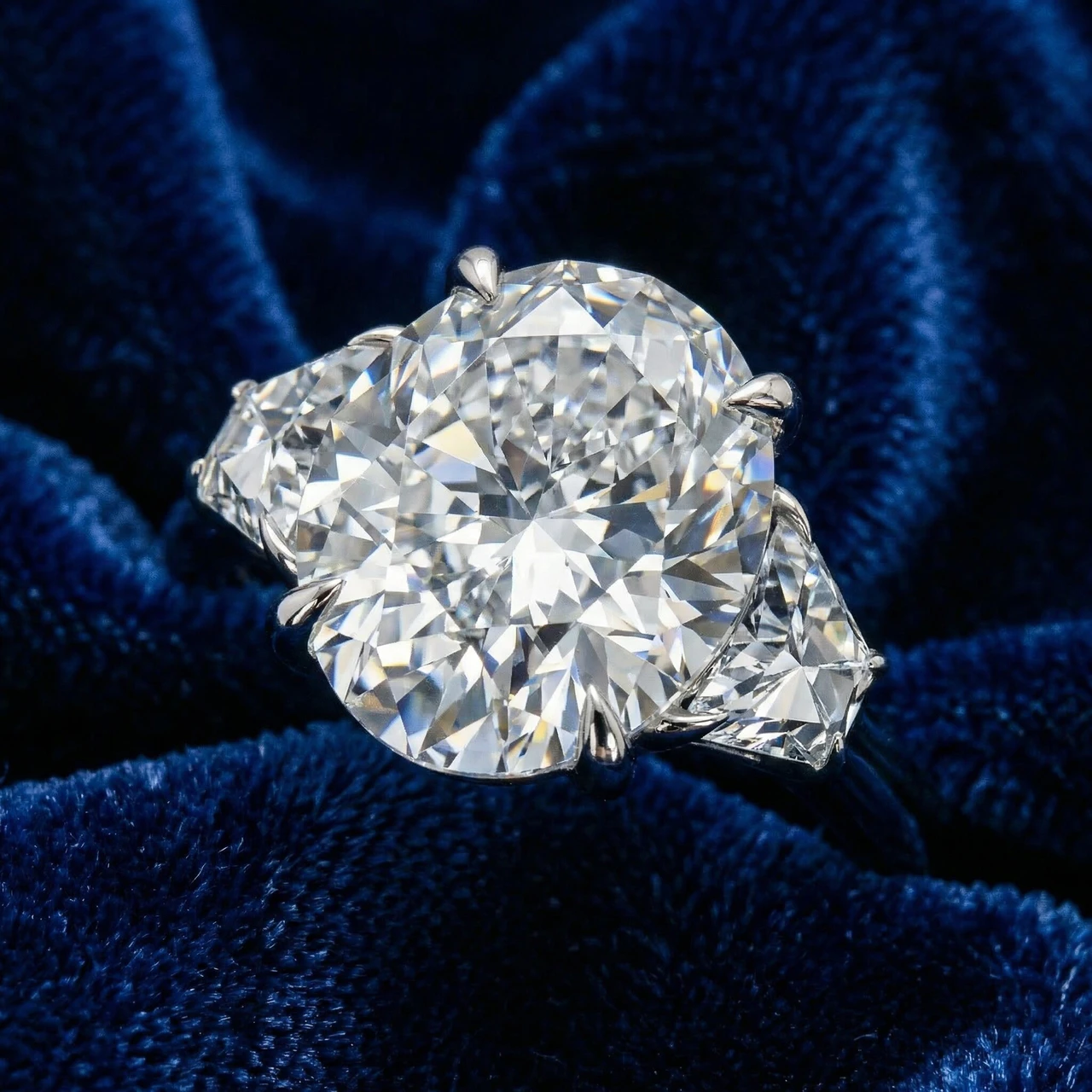 Certified 2.63Ct Oval & Trapezoid Diamond Engagement Ring Lab Grown (F-G, VS)
