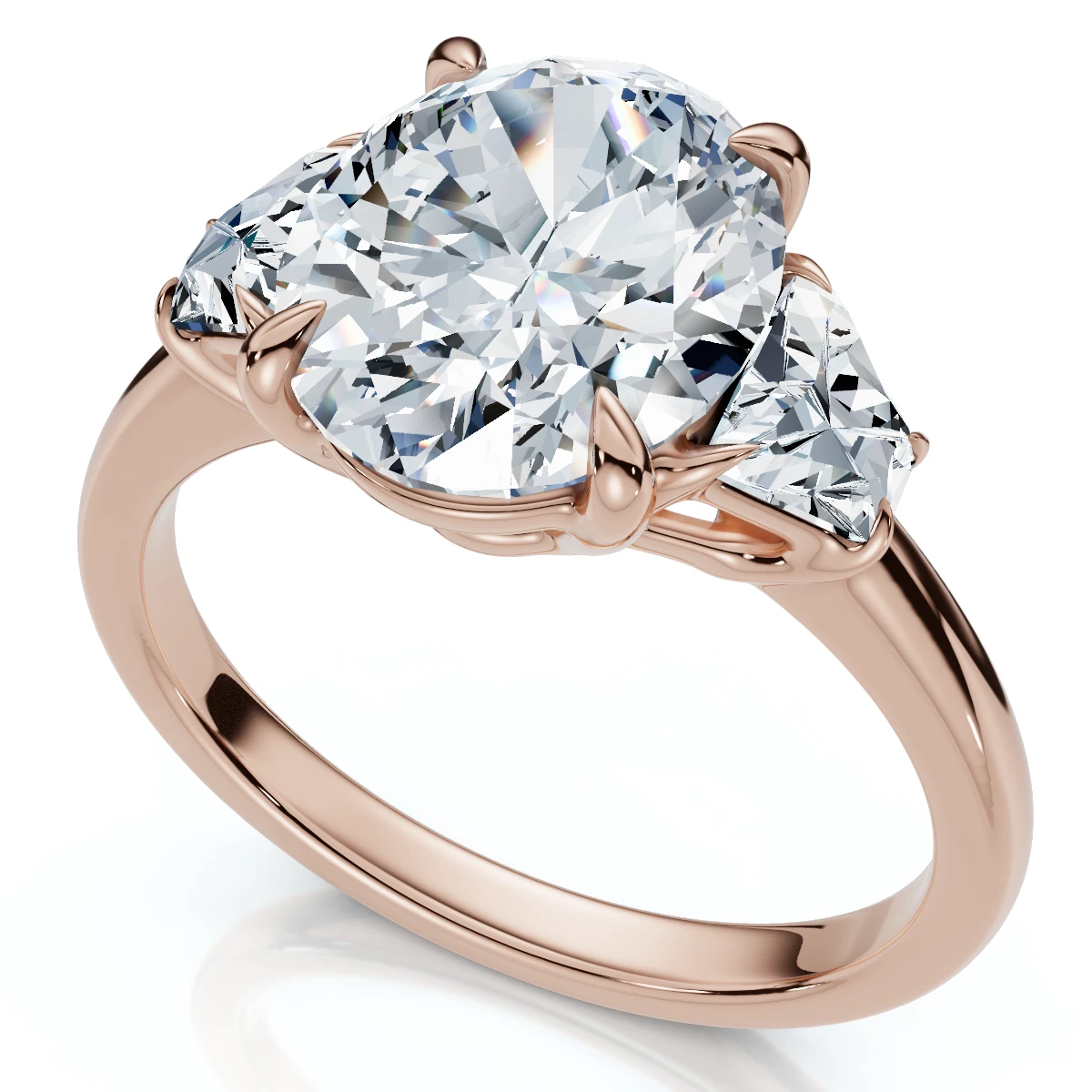 Certified 2.63Ct Oval & Trapezoid Diamond Engagement Ring Lab Grown (F-G, VS)