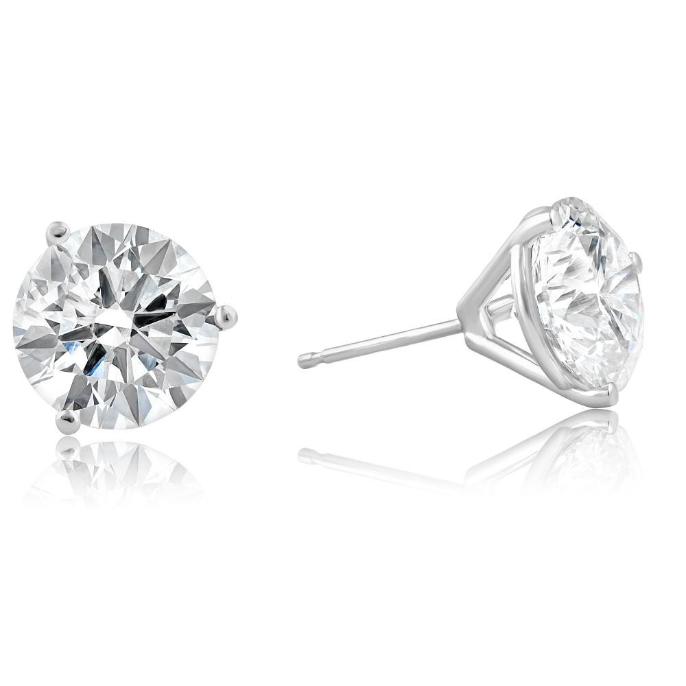 Certified 8 Ct tw 14k White Gold Lab Grown Round-Cut Diamond Martini Studs (F-G, VS)