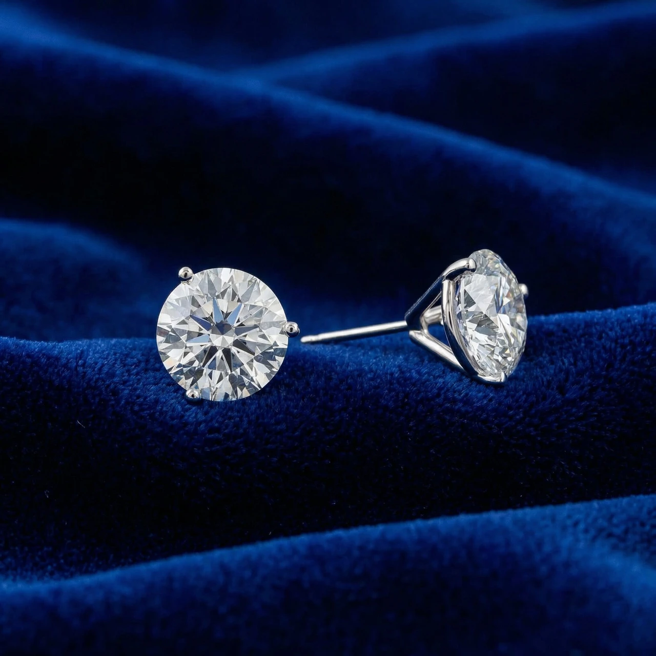 Certified 8 Ct tw 14k White Gold Lab Grown Round-Cut Diamond Martini Studs (F-G, VS)