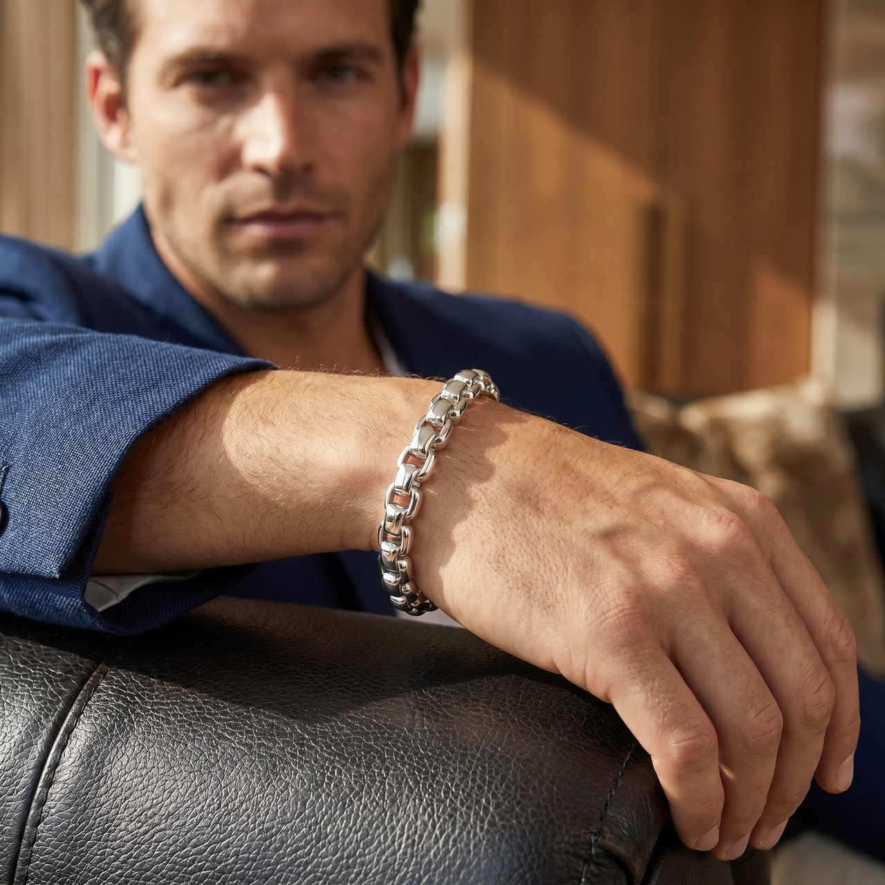 Men's Steel Single Tone Clasp 8.5mm Rounded Tight Link  8.5 " Bracelet