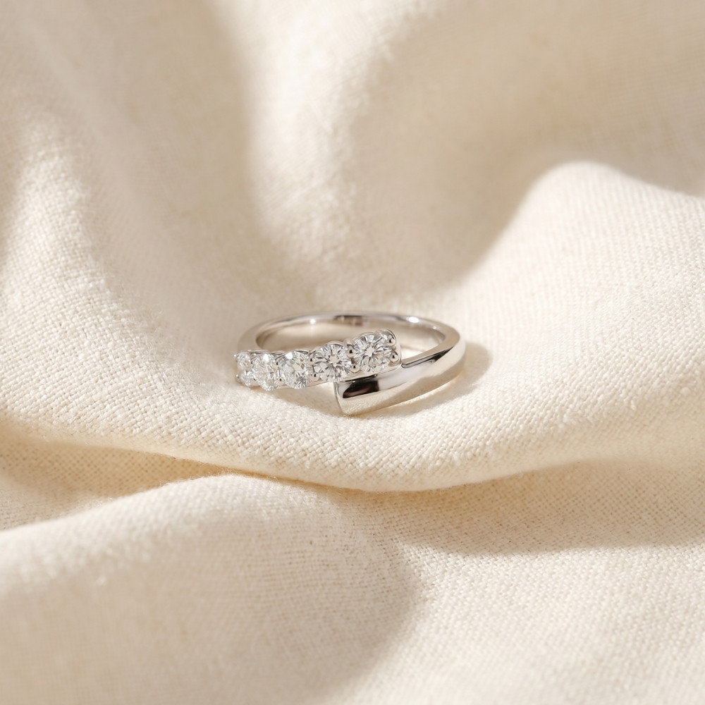 Bypass 3/8Ct Diamond Fashion Anniversary Ring 14k Gold Lab Grown (E-F, VS)