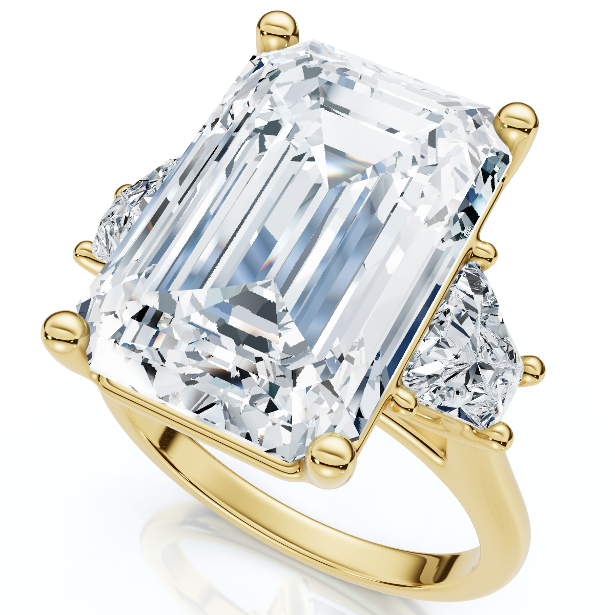 Certified 11.90Ct Emerald Diamond Engagement Ring 14k Gold Lab Grown (F-G, VS)